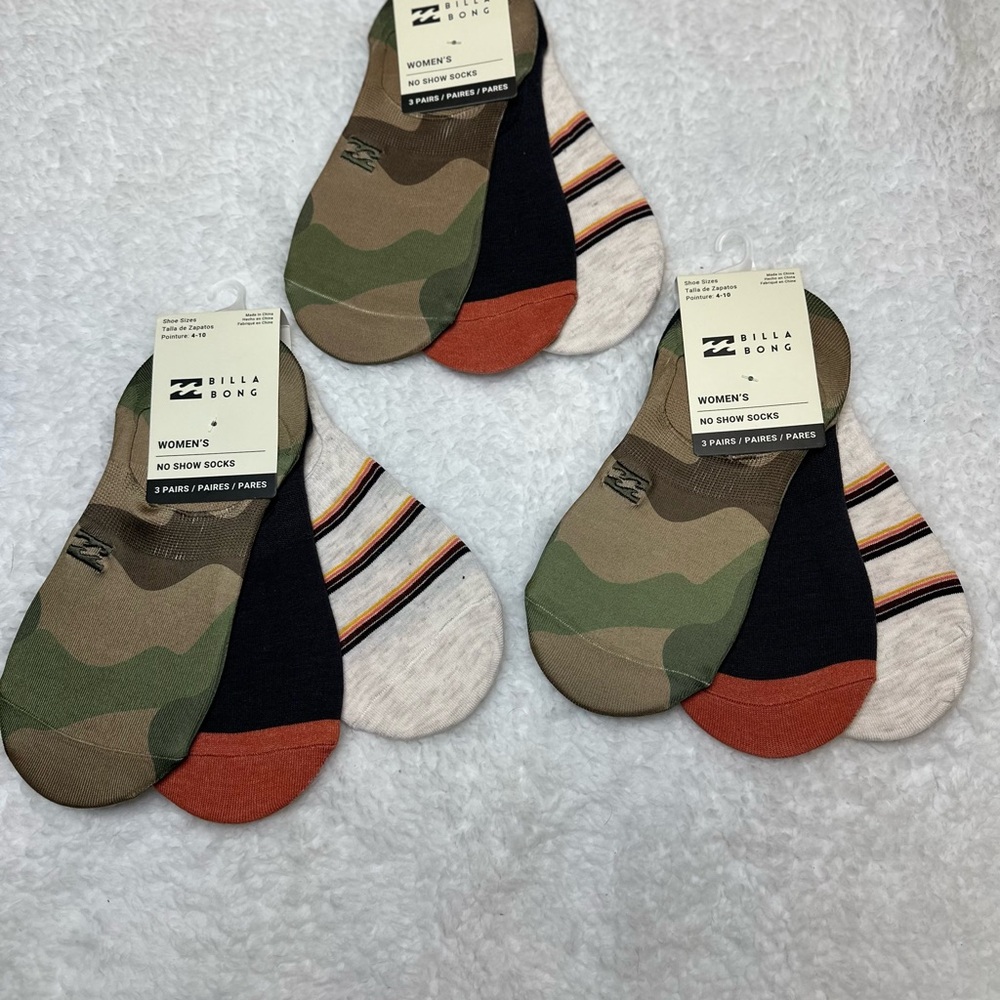 Women’s No Show Socks - BillaBong - 3 packs